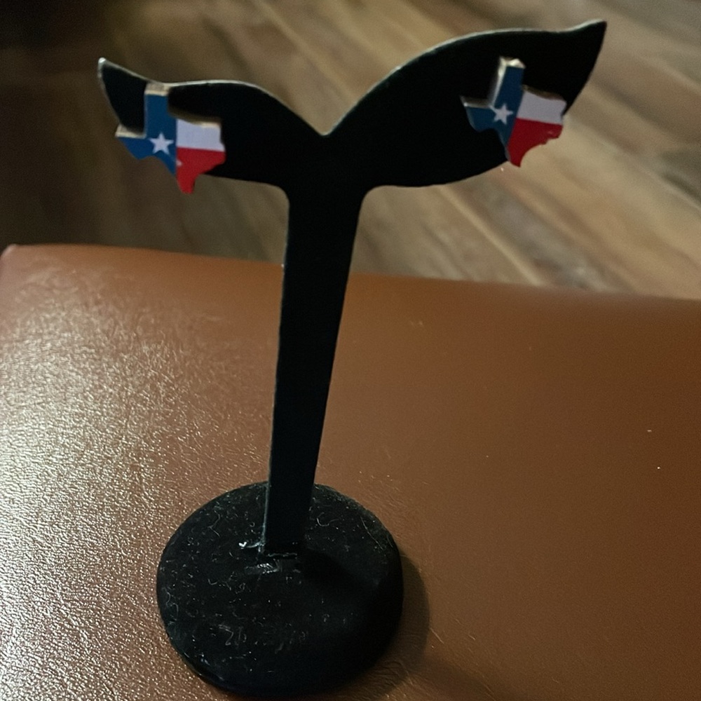 Texas Shaped Wooden Stud Earrings